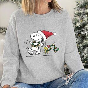 Charlie And The Snoopy Christmas Sweatshirt Christmas Cartoon Dog Sweatshirt 90